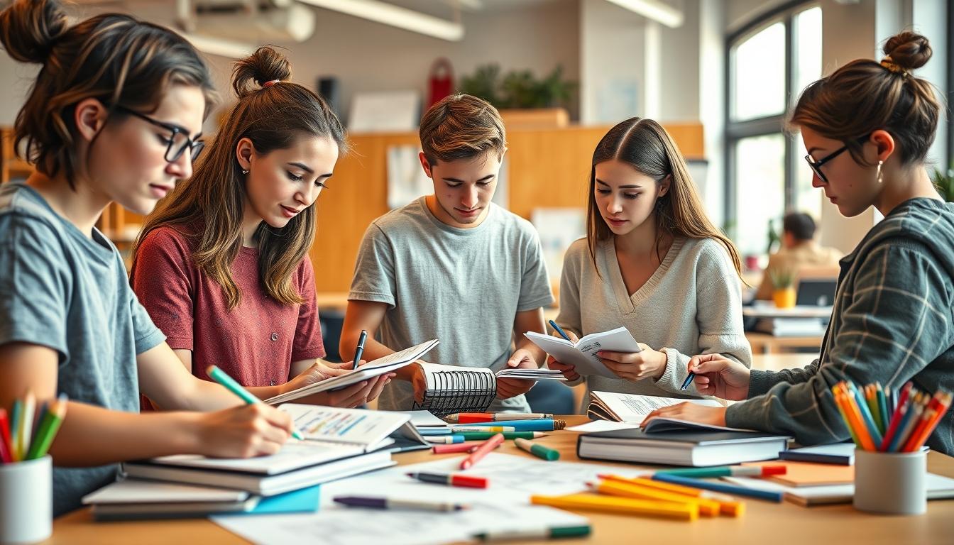 Structured study materials and learning resources on a desk